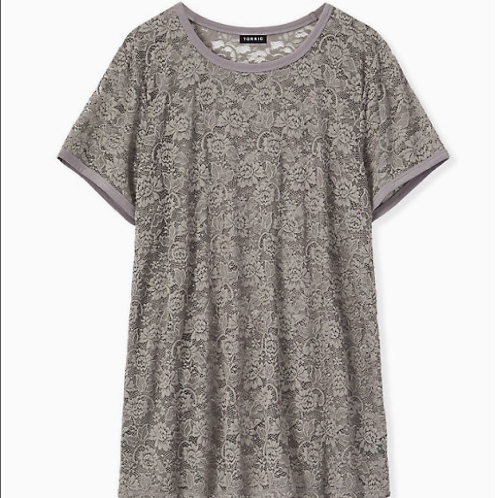 Torrid gray lace tee. Never worn. BNWT